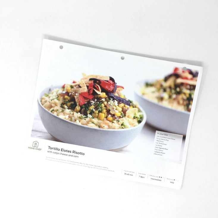 Home Chef Subscription Box Review May 2019 - RISOTTO RECIPE CARD FRONT