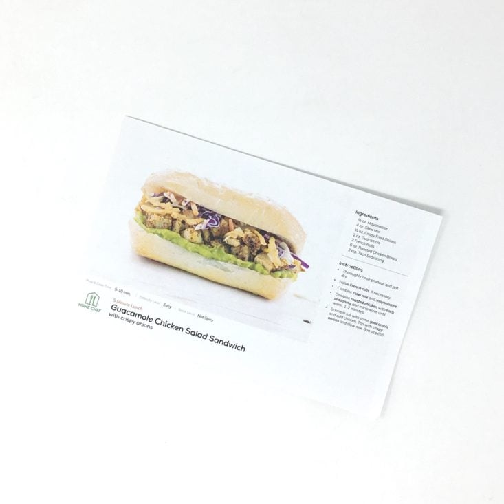 Home Chef Subscription Box Review May 2019 - SANDWICH RECIPE CARD