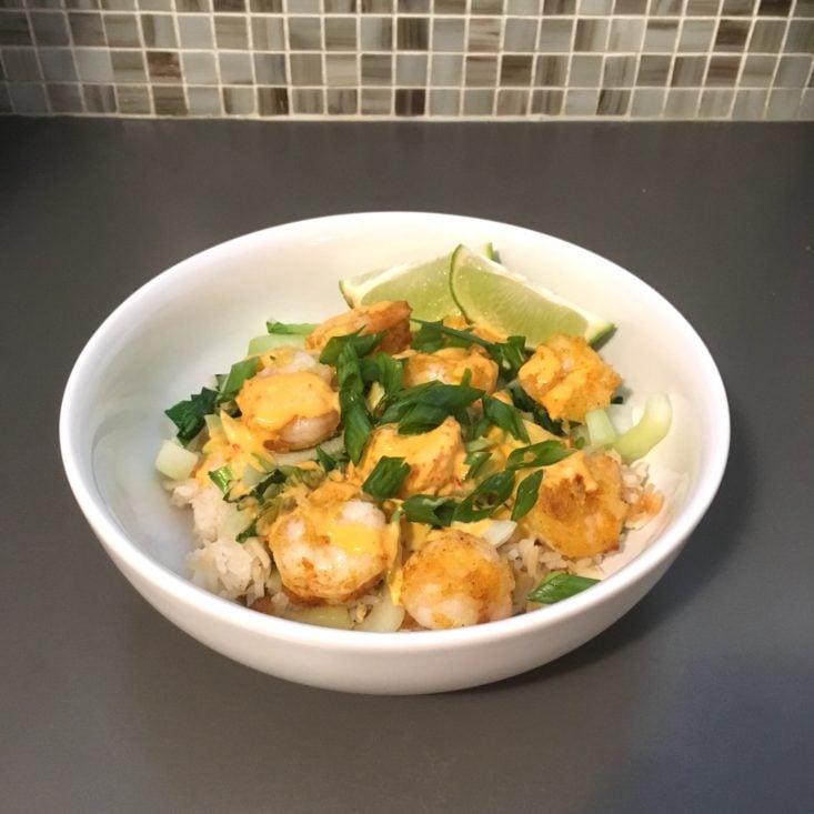 Home Chef Subscription Box Review May 2019 - SHRIMP FINISHED