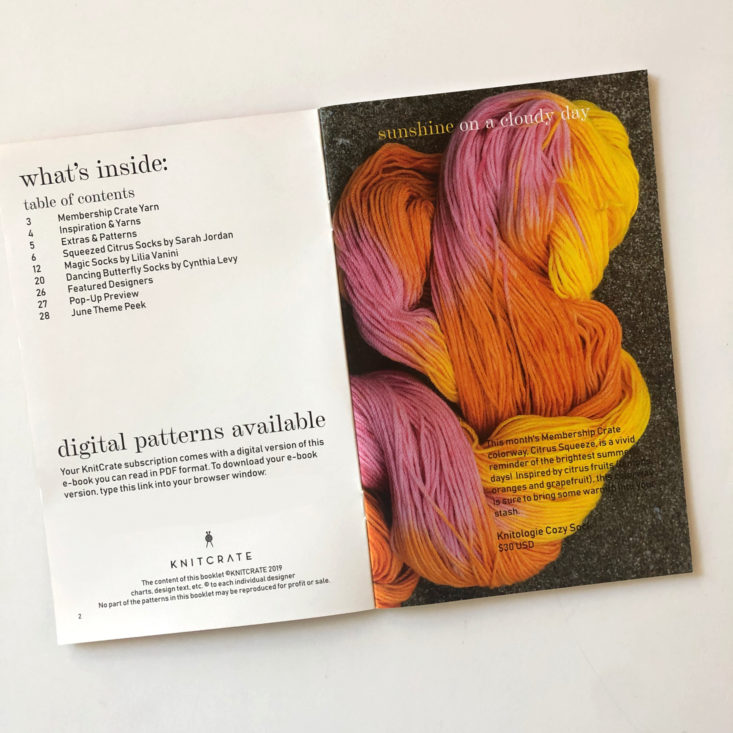 Knitcrate Yarn May 2019 - Content Pages