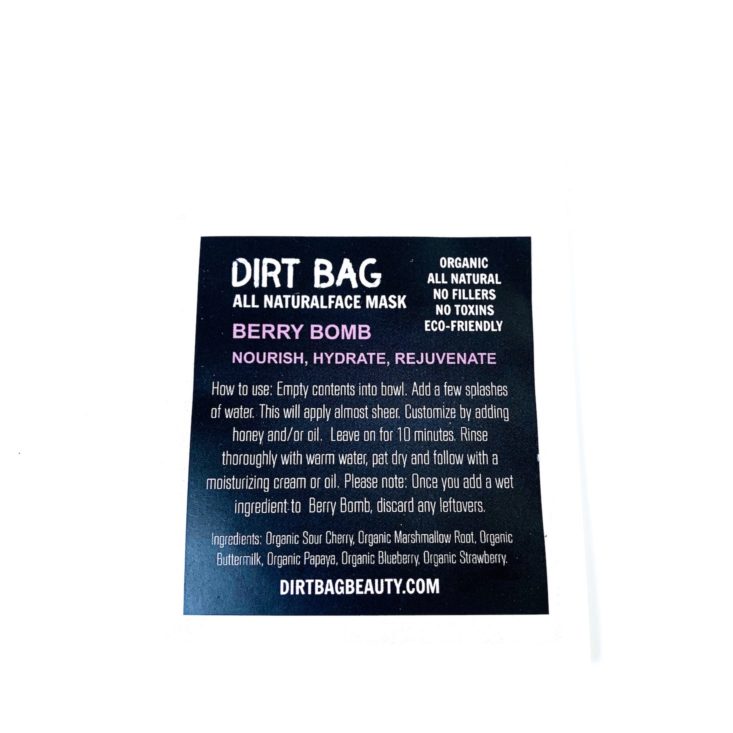 Lavish Bath Box April 2019 - Dirt Bag Beauty Berry Bomb Face Mask