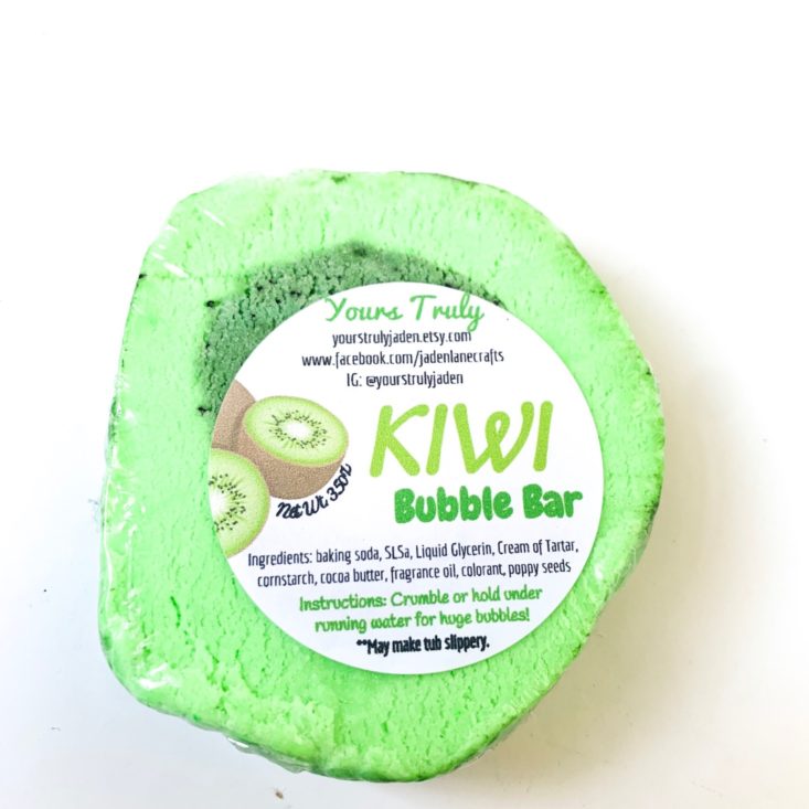 Lavish Bath Box April 2019 - Yours Truly Jaden Kiwi Cutie Bubble Bar 2