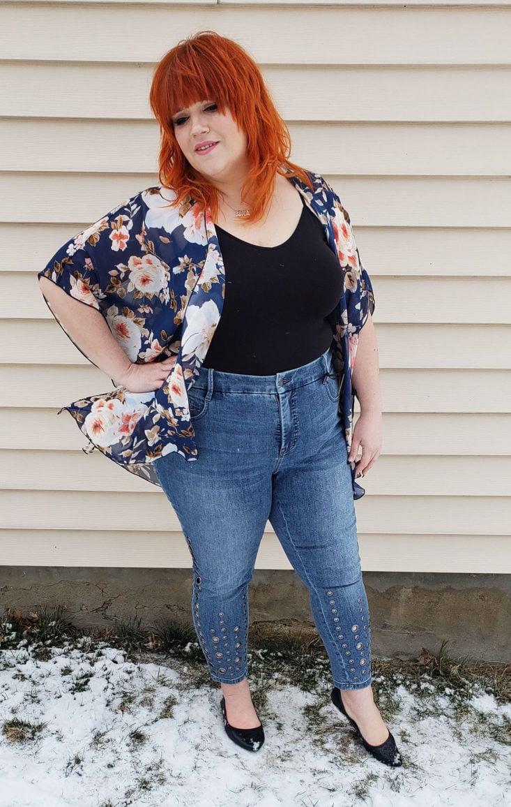 Stitch Fix Plus Size Clothing Box Review March 2019 - Caley Open Kimono by Emory Park Size 2x 2 Front