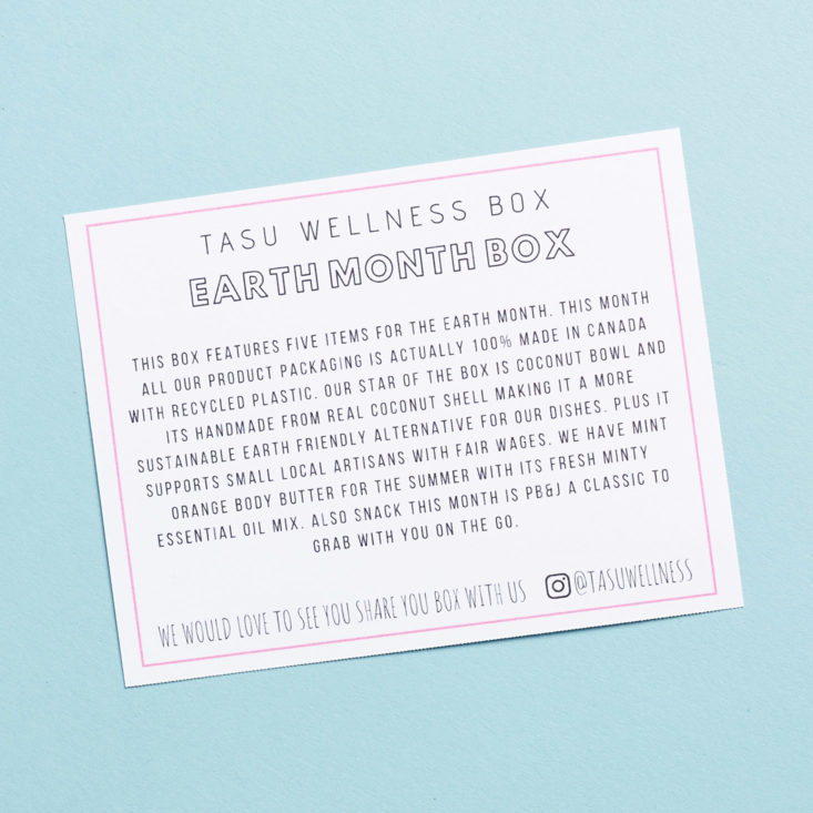 Tasu April 2019 beauty box review info card