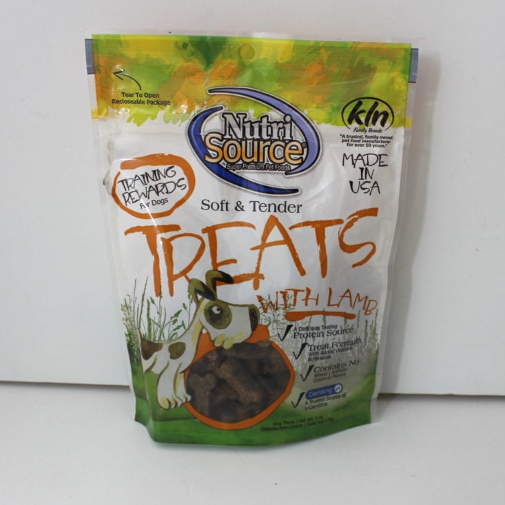 Toby’s Treasure Box Review April 2019 - Nutrisource Soft and Tender Treats with Lamb Front