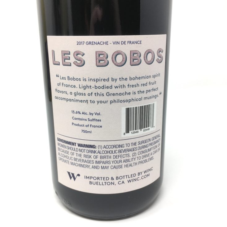 Winc Wine of the Month Review April 2019 - LES BOBOS BACK