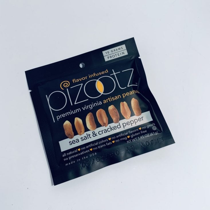 Keto Krate May 2019 - Pizootz Sea Salt and Cracked Pepper Peanuts, 1.45 oz Front