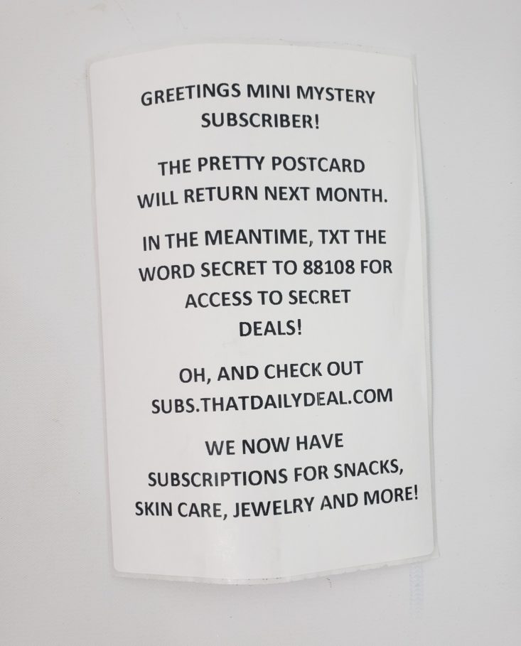 MINI MYSTERY BOX BY JAMMINBUTTER May 2019 – Post Card Top