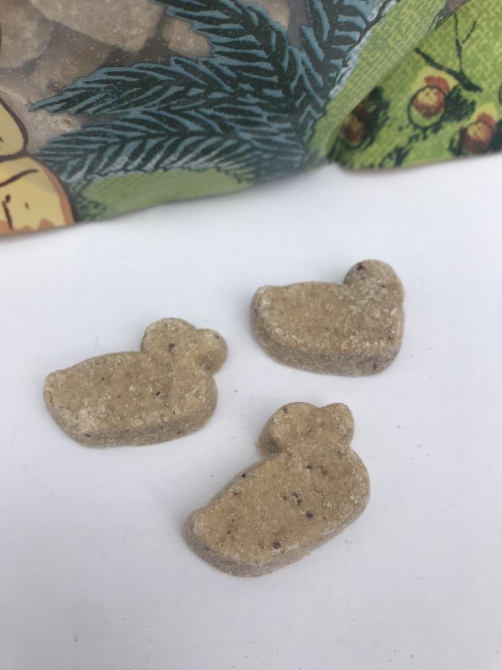 Mini monthly mystery box for dogs June 2019 - dog treats laying out