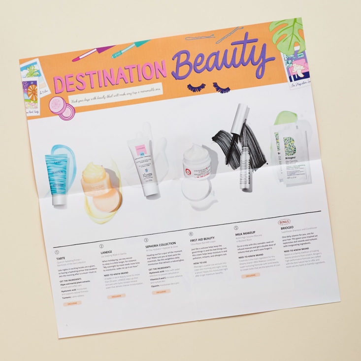 Play by Sephora June 2019 beauty subscription box review product info sheet