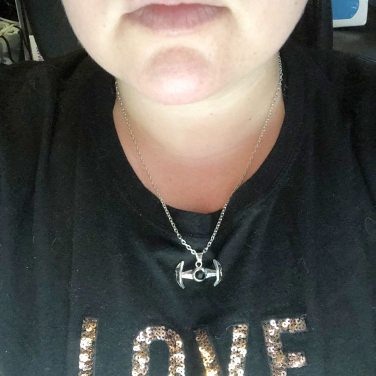 Unboxing The Bizarre Chic Boutique Box Review May 2019 - Tie Fighter Necklace 3 On Front