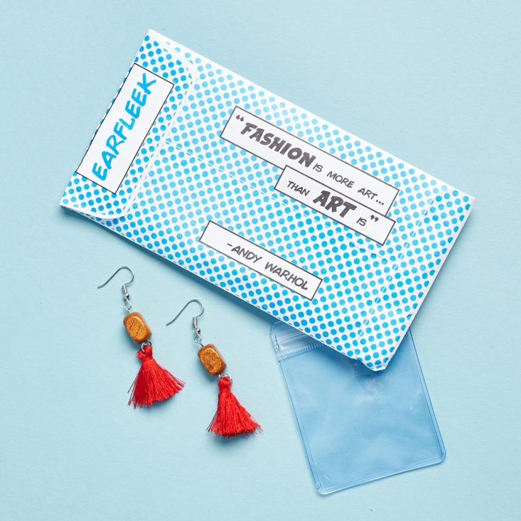 cute tassel earrings opened next to earfleek packaging