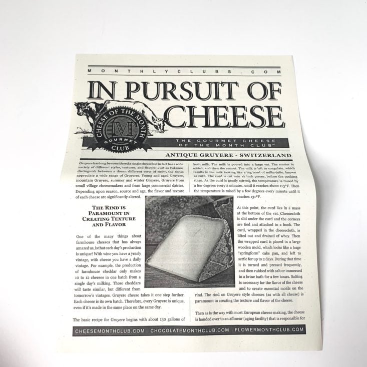 Gourmet Cheese June 2019 newsletter gruyere 1