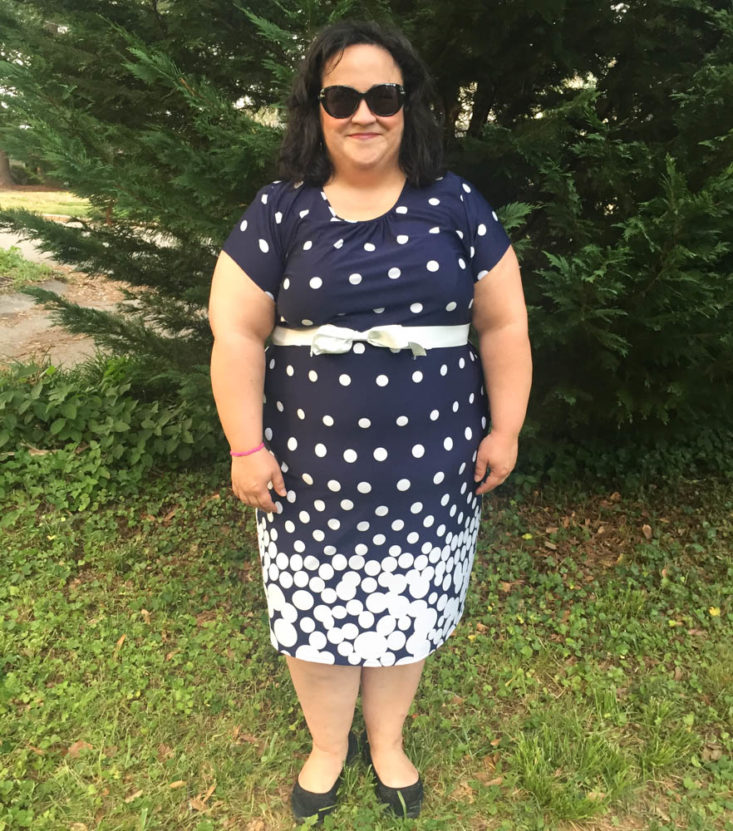 Gwynnie Bee June 2019 - Navy And White Dot Fit And Flare Dress