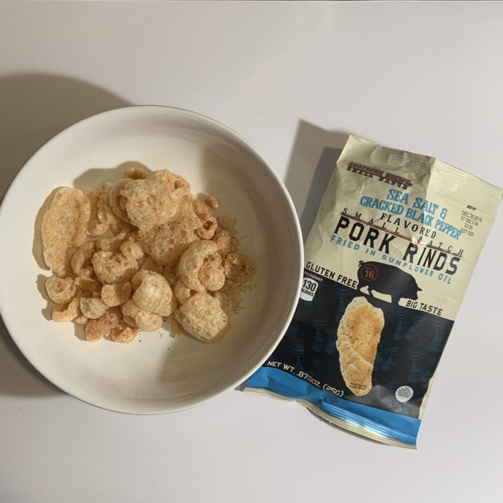 Keto Krate June 2019 - Southern Recipe Small Batch Pork Rinds Plated