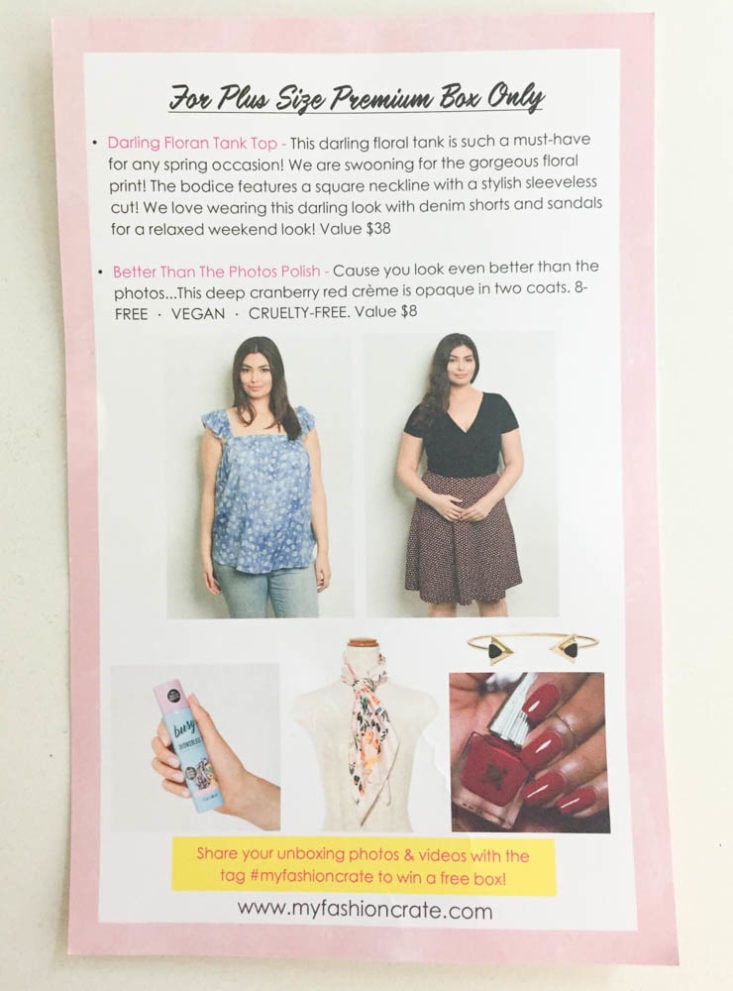 My Fashion Crate June 2019 - Booklet Back Top