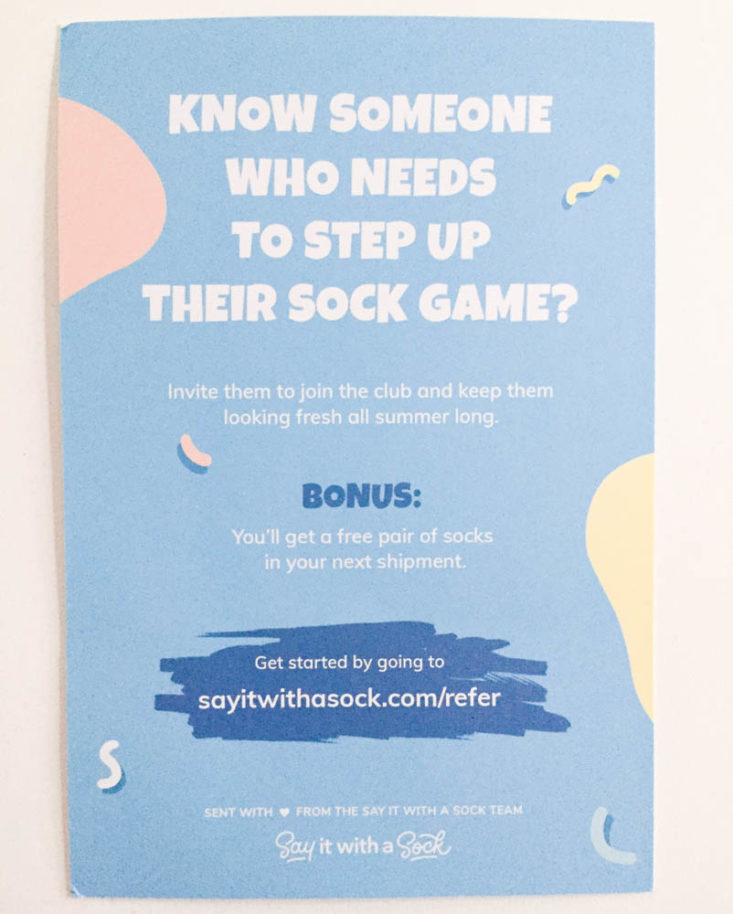 Say It With A Sock Men’s Two Pair June 2019 - Booklet Back Top