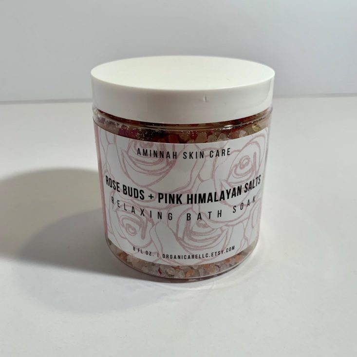 TheraBox May 2019 - Aminnah Rose Buds and Himalayan Salts Bath Soak Front