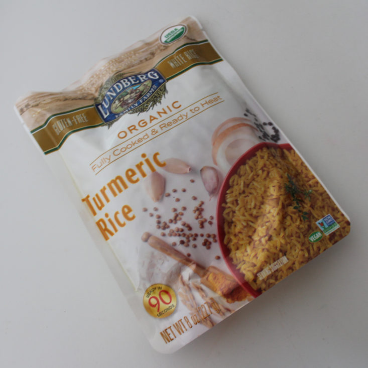 Vegan Cuts Snack Box July 2019 - Lundberg Family Farms Turmeric Rice Top