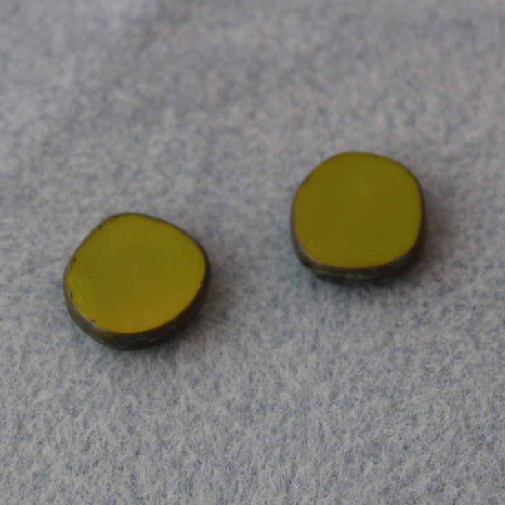 Bead Crate August 2019 - 15 x 15mm Table Cut Beads in Opaque Avocado Green Picasso Top