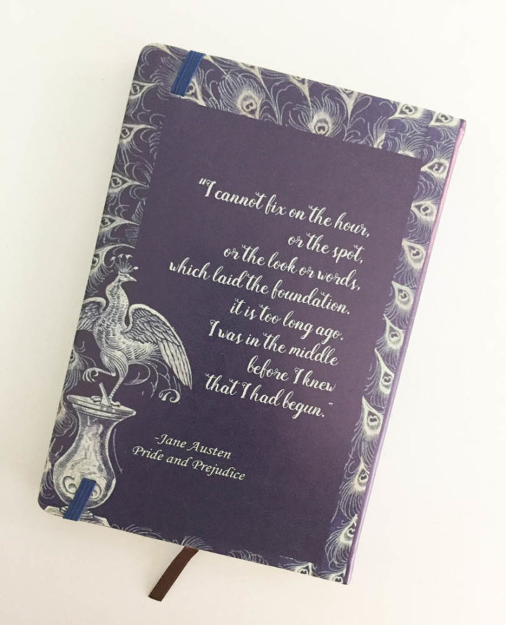 Once Upon a Book Club June 2019 - Pride and Prejudice Journal Backside Top