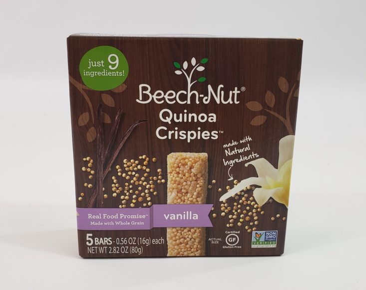 Snack With Me August 2019 - Beech-Nut Quinoa Crispies Box front