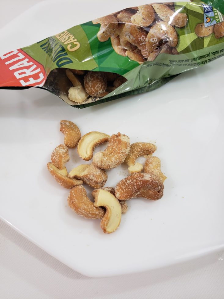 Snack With Me August 2019 - Dill Pickle Cashews In Plate Top