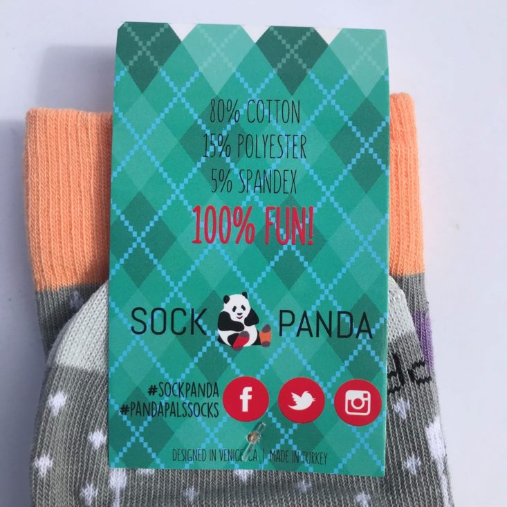Sock Panda October 2019 Review - dotted umbrella socks label back