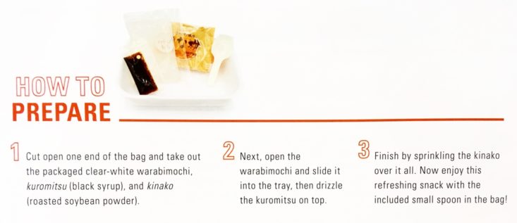 Bokksu August 2019 - Black Syrup Kinako Warabimochi Instructions