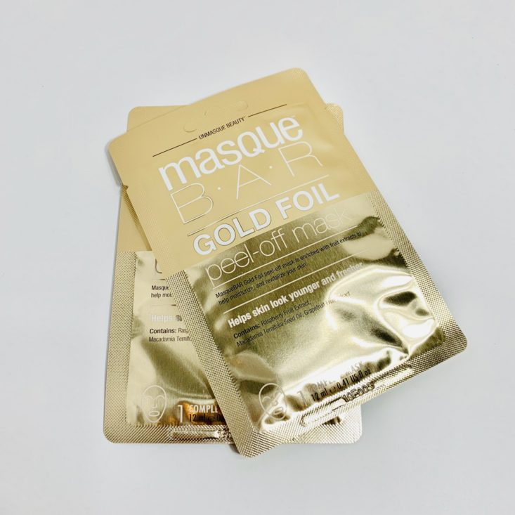 Cocotique Beauty Box August 2019 - MasqueBAR Gold Foil Peel-off Mask Top
