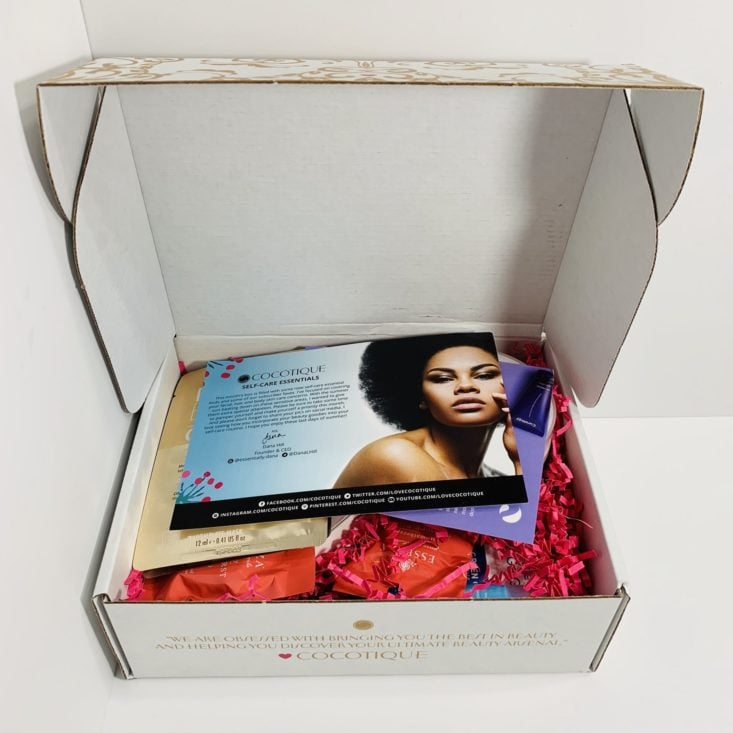 Cocotique Beauty Box August 2019 - Opened Box Top