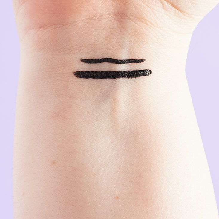 black liner swatches on arm