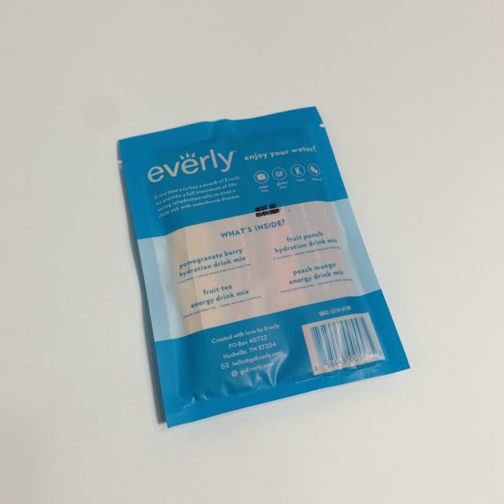 Keto Krate August 2019 - Everly Drink Mix Variety Pack Back