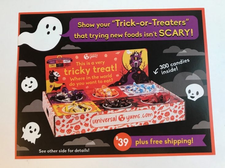 Universal Yums Subscription Box September 2019 - Halloween Front Top
