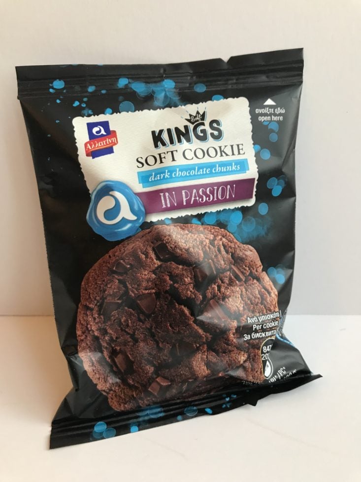 Universal Yums Subscription Box September 2019 - Kings Soft Cookie with Dark Chocolate Chunks Unopened Top