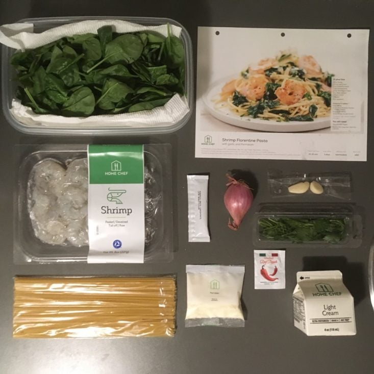 shrimp florentine ingredients laydown