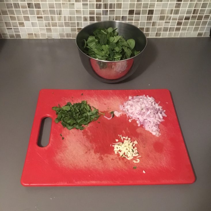 shrimp florentine prep work