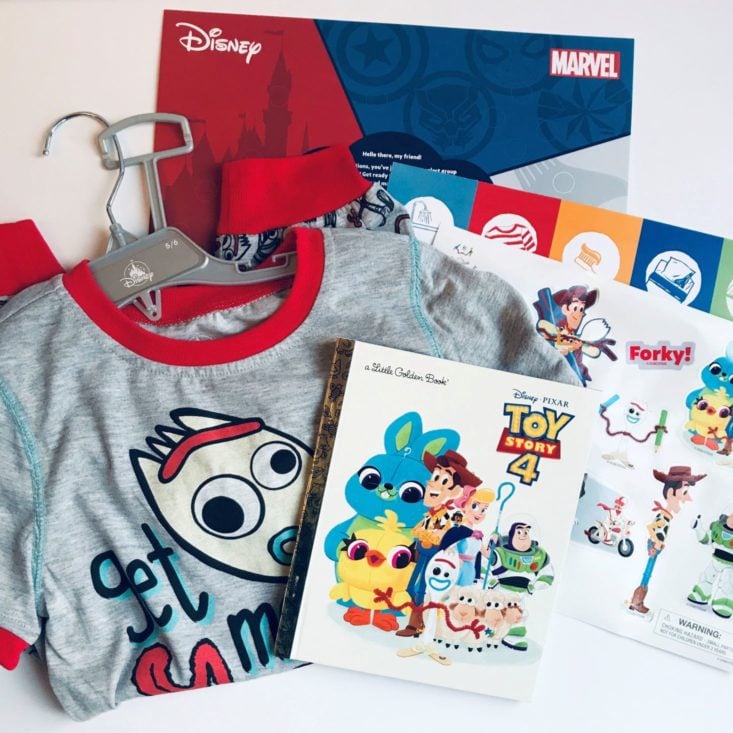 Disney Bedtime Adventure Box October 2019 all items laid out