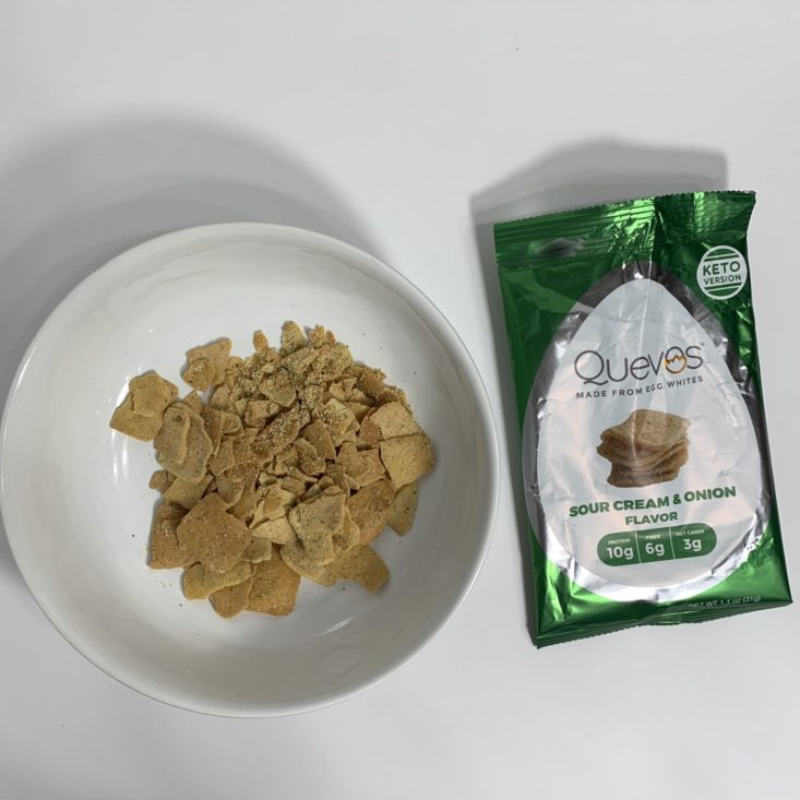 Keto Krate Review October 2019 - Quevos Chips Plated Top