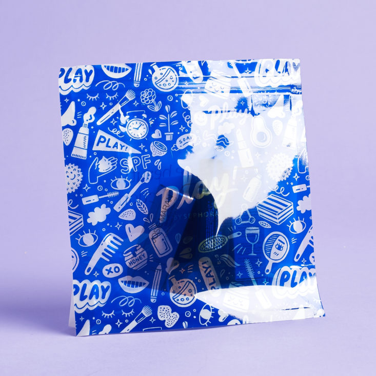 cobalt and clear plastic bag