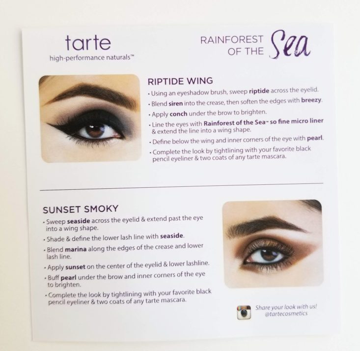 Tarte Makeup Mystery Set October 2019 eye shadow look instructions