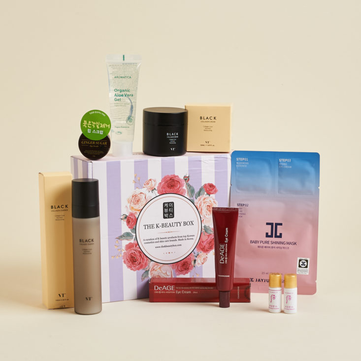 group of items surrounding K-Beauty Box