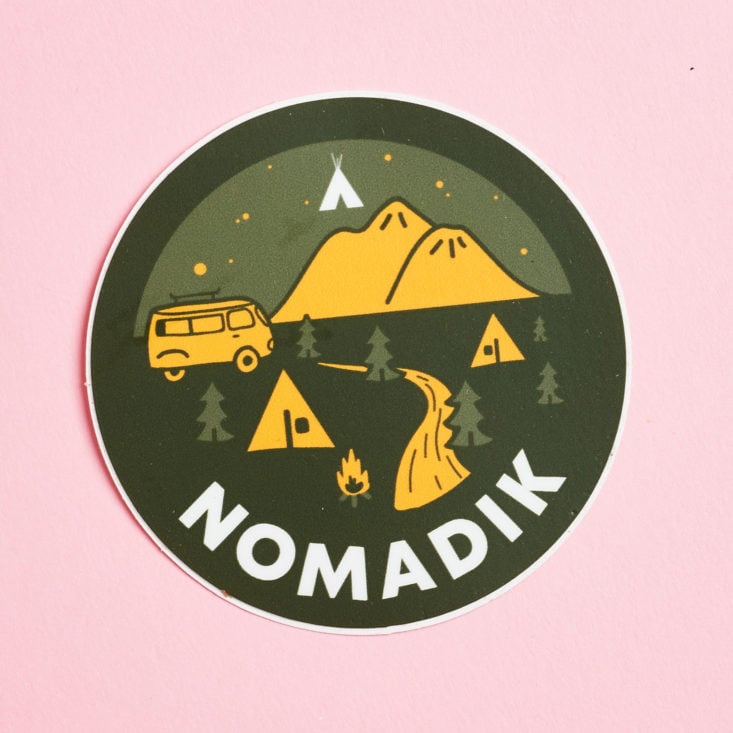 round Nomadik sticker with camp ground