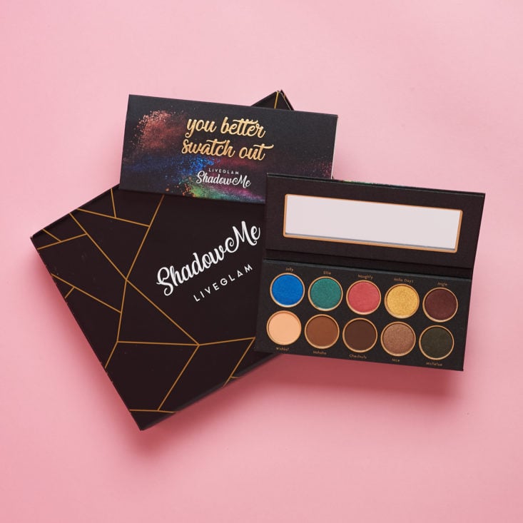 multicolored palette open with packaging